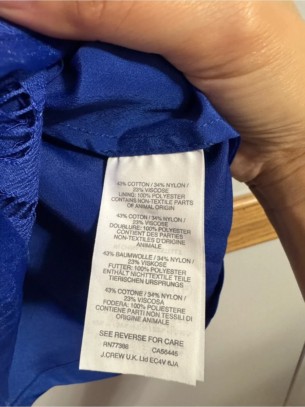 J. Crew Cobalt Blue Floral Long Sleeves Lace Dress Size 0